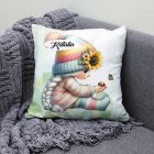 Névvel kérhető - Katicás napraforgós manó lány mintás párna