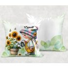 Névvel kérhető - Locsolós napraforgós manó lány mintás párna