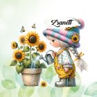 Névvel kérhető - Locsolós napraforgós manó lány mintás párna