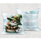 Névvel kérhető - Horgász manó és egy korsó sör mintás párna