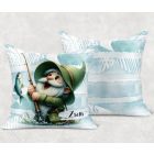 Névvel kérhető - Horgász manó és a nagy fogás mintás párna