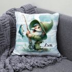 Névvel kérhető - Horgász manó és a nagy fogás mintás párna