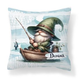 Névvel kérhető - Csónakos horgász manó mintás párna