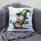 Névvel kérhető - Csónakos horgász manó mintás párna