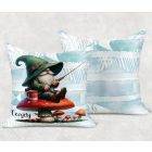 Névvel kérhető - Gombás horgász manó mintás párna