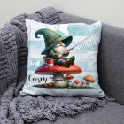 Névvel kérhető - Gombás horgász manó mintás párna