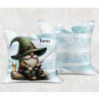 Névvel kérhető - Horgász manó és egy sörös kapás mintás párna