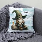 Névvel kérhető - Horgász manó és egy sörös kapás mintás párna
