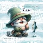 Névvel kérhető - Boldog horgász manó mintás párna