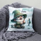 Névvel kérhető - Boldog horgász manó mintás párna