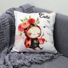 Névvel kérhető - Kávézós katicabogár mintás párna