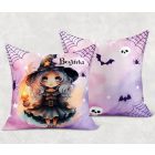 Névvel kérhető - Halloween Boszorkány mintás párna