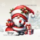 Névvel kérhető - Cuki karácsonyi manó mintás párna