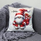 Névvel kérhető - Puttonyos karácsonyi manó mintás párna