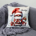 Névvel kérhető - Karácsonyi manó sok-sok ajándékkal mintás párna