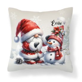   Névvel kérhető - Karácsonyi manó és a hóember mintás párna