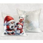Névvel kérhető - Karácsonyi manó és a hóember mintás párna