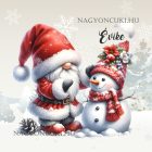 Névvel kérhető - Karácsonyi manó és a hóember mintás párna