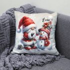 Névvel kérhető - Karácsonyi manó és a hóember mintás párna