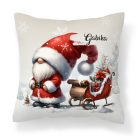 Névvel kérhető - Karácsonyi manó és a szánkó mintás párna