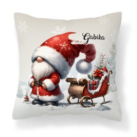   Névvel kérhető - Karácsonyi manó és a szánkó mintás párna
