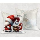 Névvel kérhető - Karácsonyi manó és a szánkó mintás párna