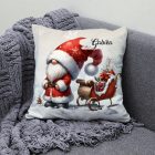 Névvel kérhető - Karácsonyi manó és a szánkó mintás párna