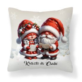   Névvel kérhető - Éneklő karácsonyi manók mintás párna