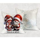Névvel kérhető - Éneklő karácsonyi manók mintás párna