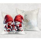 Névvel kérhető - Építsünk hóembert, karácsonyi manók mintás párna