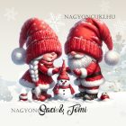 Névvel kérhető - Építsünk hóembert, karácsonyi manók mintás párna