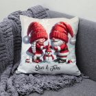 Névvel kérhető - Építsünk hóembert, karácsonyi manók mintás párna