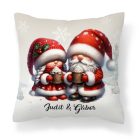 Névvel kérhető - Forró csokis karácsonyi manók mintás párna