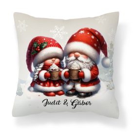   Névvel kérhető - Forró csokis karácsonyi manók mintás párna
