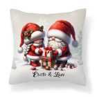 Névvel kérhető - Ajándékozó karácsonyi manók mintás párna