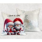 Névvel kérhető - Korcsolyázó karácsonyi manók mintás párna