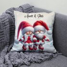 Névvel kérhető - Korcsolyázó karácsonyi manók mintás párna