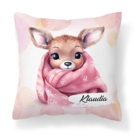 Kérd a neveddel - Pink Cuki őzike mintás párna