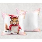 Kérd a neveddel - Pink Mikulás mókus mintás párna