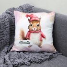 Kérd a neveddel - Pink Mikulás mókus mintás párna