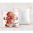 Kérd a neveddel - Cuki pink mézeskalács ember mintás párna