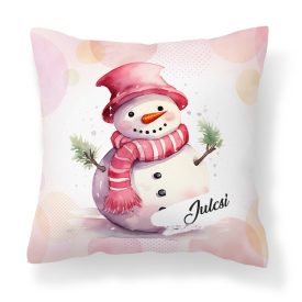 Kérd a neveddel - Édes pink hóember mintás párna