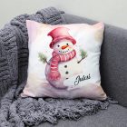 Kérd a neveddel - Édes pink hóember mintás párna