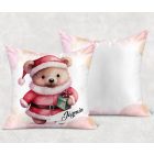 Kérd a neveddel - Cuki pink macika mintás párna