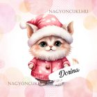 Kérd a neveddel - Pink karácsonyi cica mintás párna