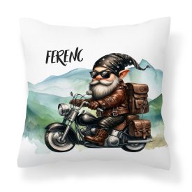 Névvel kérhető - Úton - Motoros manó mintás párna