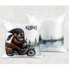 Névvel kérhető - Gumi fákat - Motoros manó mintás párna