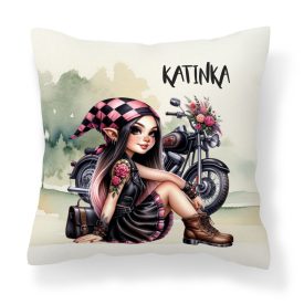   Névvel kérhető - Relax - Motoros manó lány mintás párna
