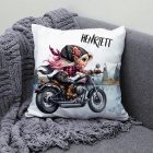 Névvel kérhető - Jó gurit - Motoros manó lány mintás párna