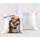 Névvel kérhető - Cuki Anya manó & Kicsi Fia mintás párna